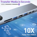 USB C HUB, 8 in 1 USB C Adapter with 4K HDMI - Image 4