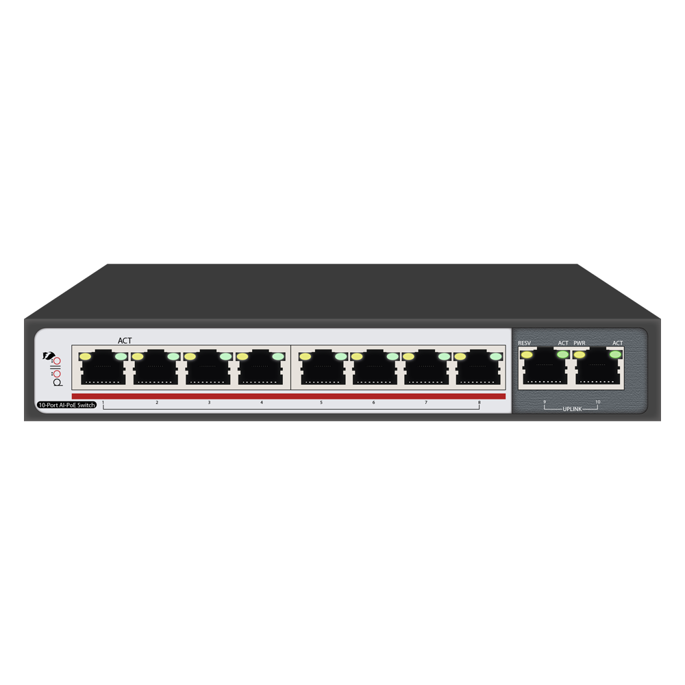 PLN-1108GB Pollo PLN-1108GB 10 Port Gigabit AI PoE Switch - Image 1